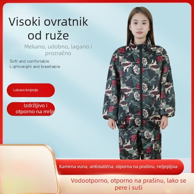 Antistatična odjeća s kapuljačom, podijeljena zaštita od prašine, tkanina rock-wool, radna odjeća za prehrambenu industriju i sprej bojenje