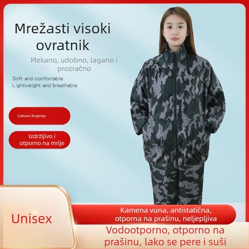 Antistatična odjeća s kapuljačom, podijeljena zaštita od prašine, tkanina rock-wool, radna odjeća za prehrambenu industriju i sprej bojenje
