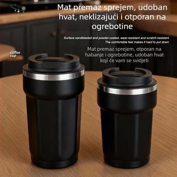 Izolirana čaša od 304 nehrđajućeg čelika, osmerokutnog oblika, poklopac s okretanjem – prijenosna šalica za kavu