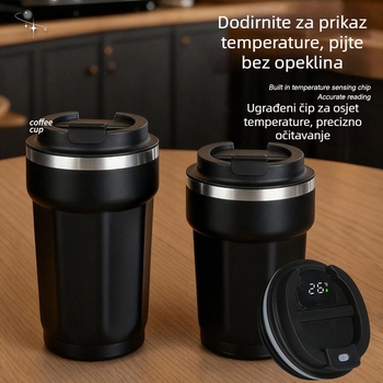 Izolirana čaša od 304 nehrđajućeg čelika, osmerokutnog oblika, poklopac s okretanjem – prijenosna šalica za kavu
