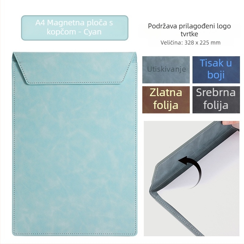 A4 kožna konferencijska mapa s klipom i pločom za pisanje, podmetačem za čašu i mogućnošću prilagodbe logotipa