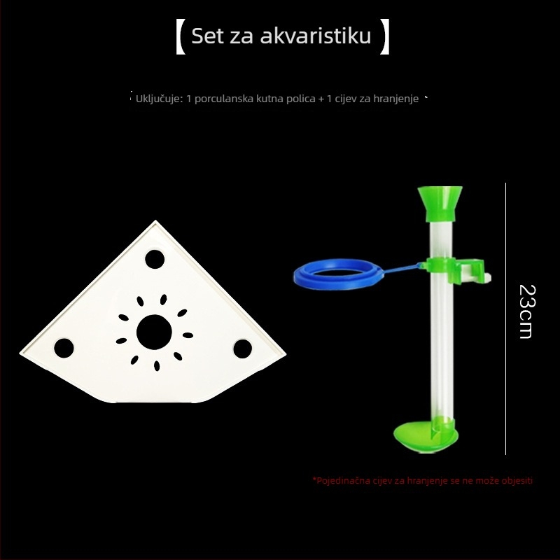 Kutni stalak za akvarij bez bušenja, organizator hrane za ribe, gornji dekorativni nosač s pladnjem za hidroponične biljke