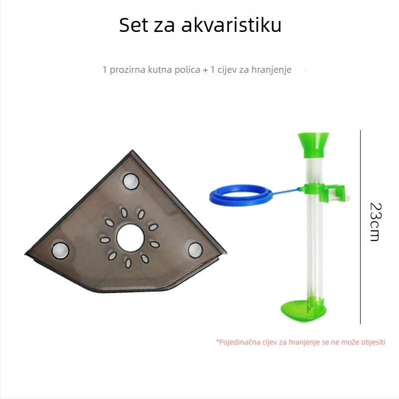 Kutni stalak za akvarij bez bušenja, organizator hrane za ribe, gornji dekorativni nosač s pladnjem za hidroponične biljke