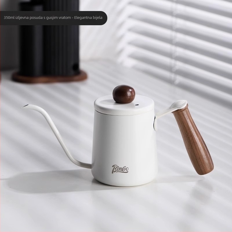 Bincoo Mini čajnik za pour-over, prijenosni, nehrđajući čelik, dugi izljev, uski otvor