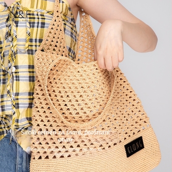 N&F Nova tote torba za ramena za odmor, pletena ženska torba za plažu, retro jednostavan dizajn, velika kapaciteta, Lion Ridge