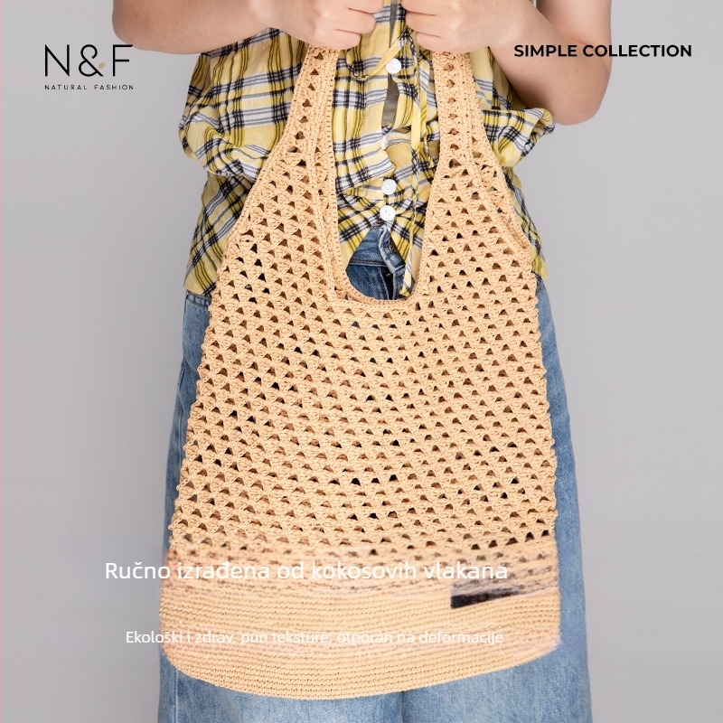 N&F Nova tote torba za ramena za odmor, pletena ženska torba za plažu, retro jednostavan dizajn, velika kapaciteta, Lion Ridge