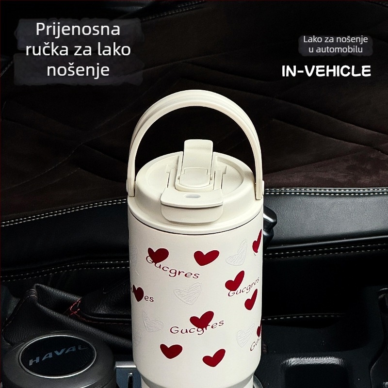 Čaša od 316 nehrđajućeg čelika sa slamkom, velikog kapaciteta, održava hladne napitke 0-6 sati, minimalistički dizajn