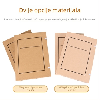 Debela arhivska kutija od bezkiselinskog kraft papira, A4 veličina, za dokumente, mogućnost tiskanja logotipa