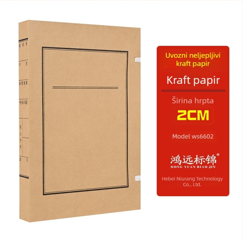 Debela arhivska kutija od bezkiselinskog kraft papira, A4 veličina, za dokumente, mogućnost tiskanja logotipa
