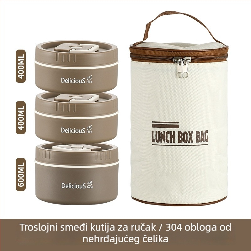 Zapečaćena kutija za ručak od 304 nehrđajućeg čelika, japanskog stila, jednodijelna, pogodna za mikrovalnu, prenosna