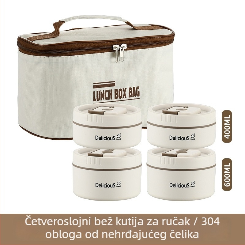 Zapečaćena kutija za ručak od 304 nehrđajućeg čelika, japanskog stila, jednodijelna, pogodna za mikrovalnu, prenosna
