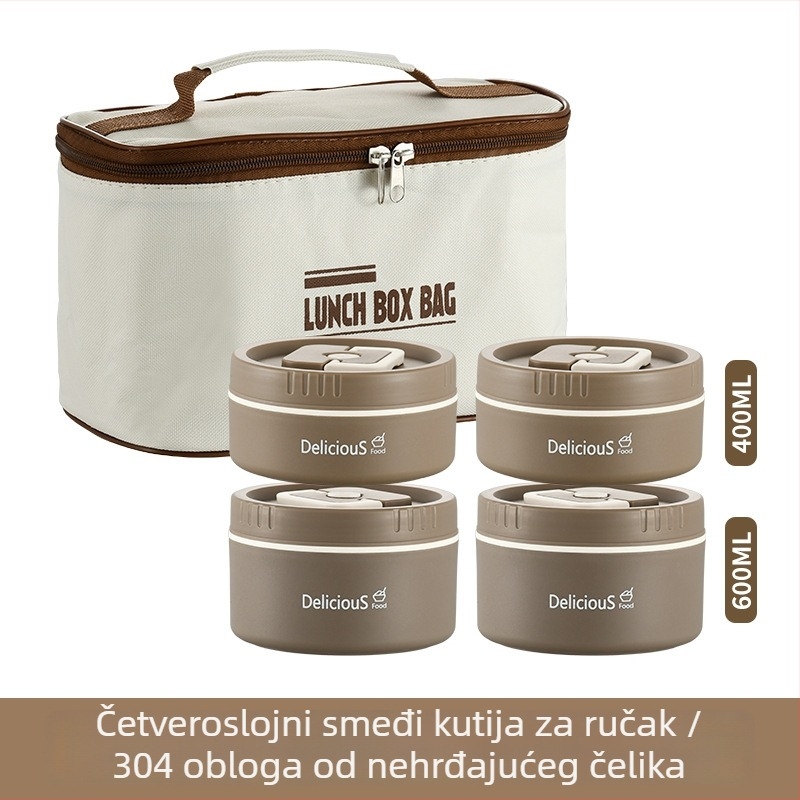 Zapečaćena kutija za ručak od 304 nehrđajućeg čelika, japanskog stila, jednodijelna, pogodna za mikrovalnu, prenosna