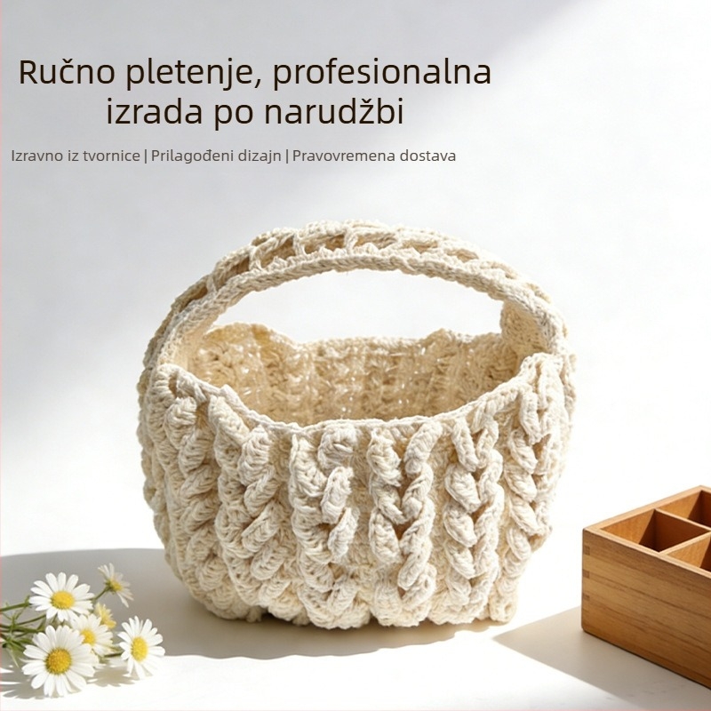 Ručna pletena torbica od pamuka, pl Ж azni stil za odmor, ženska svakodnevna torba