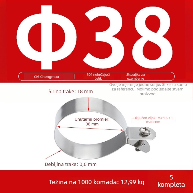 Zemljosna spojnica od nehrđajućeg čelika 304 za kabel uzemljenja i cijevni prsten