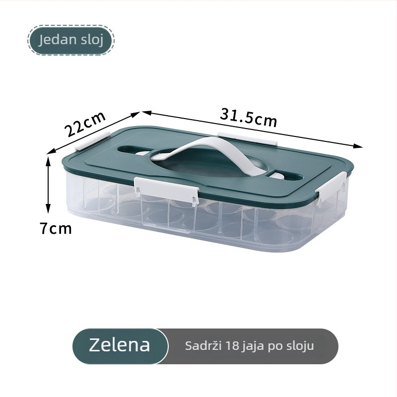 Prijenosna kutija za jaja za kuhinju i hladnjak — zatvara se, otporna na prašinu, plast pogodna za hranu, višeslojni organizator jaja
