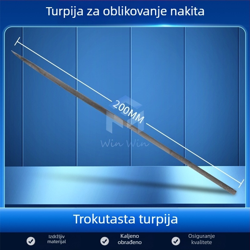 Set fajlova za oblikovanje nakita: trokutasti, polukružni, bambusov list i ravni fajlovi, duljina 200/140 mm, Pigeon brendirani alat za poliranje.