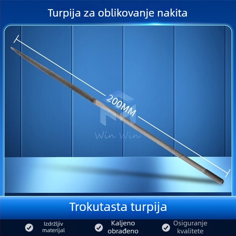 Set fajlova za oblikovanje nakita: trokutasti, polukružni, bambusov list i ravni fajlovi, duljina 200/140 mm, Pigeon brendirani alat za poliranje.