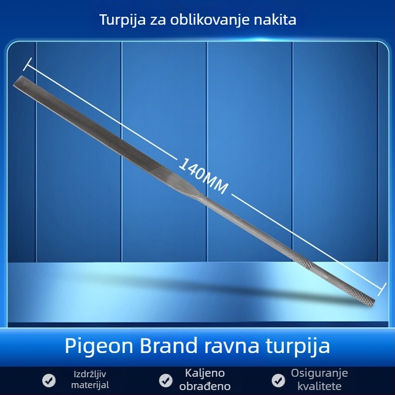 Set fajlova za oblikovanje nakita: trokutasti, polukružni, bambusov list i ravni fajlovi, duljina 200/140 mm, Pigeon brendirani alat za poliranje.