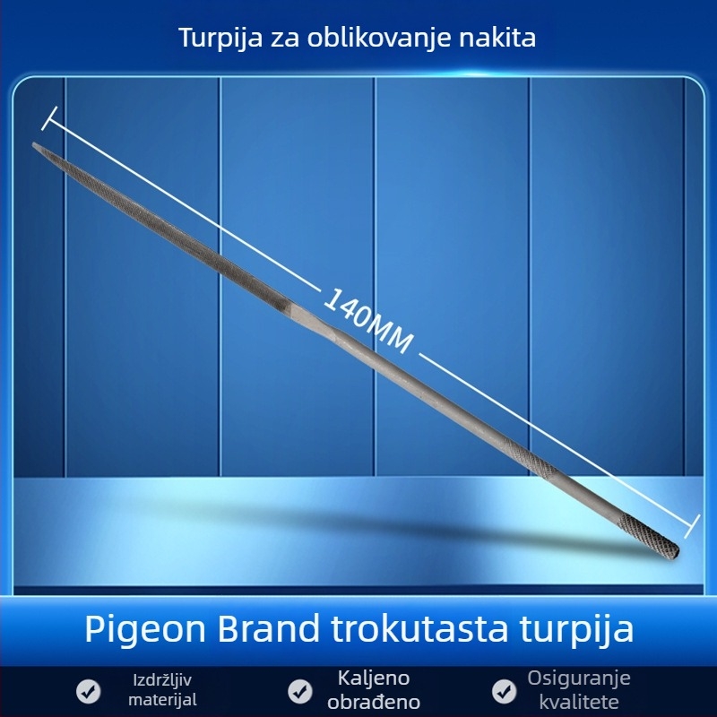 Set fajlova za oblikovanje nakita: trokutasti, polukružni, bambusov list i ravni fajlovi, duljina 200/140 mm, Pigeon brendirani alat za poliranje.