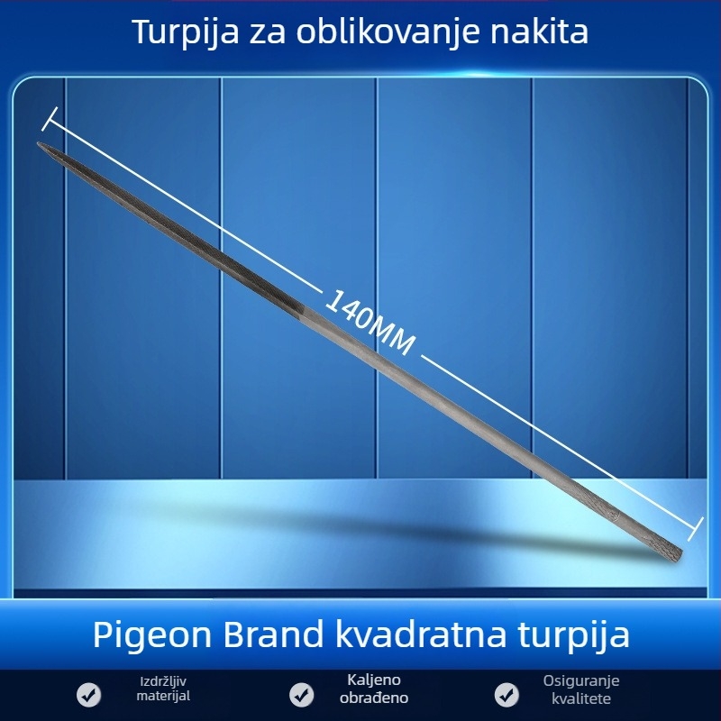 Set fajlova za oblikovanje nakita: trokutasti, polukružni, bambusov list i ravni fajlovi, duljina 200/140 mm, Pigeon brendirani alat za poliranje.