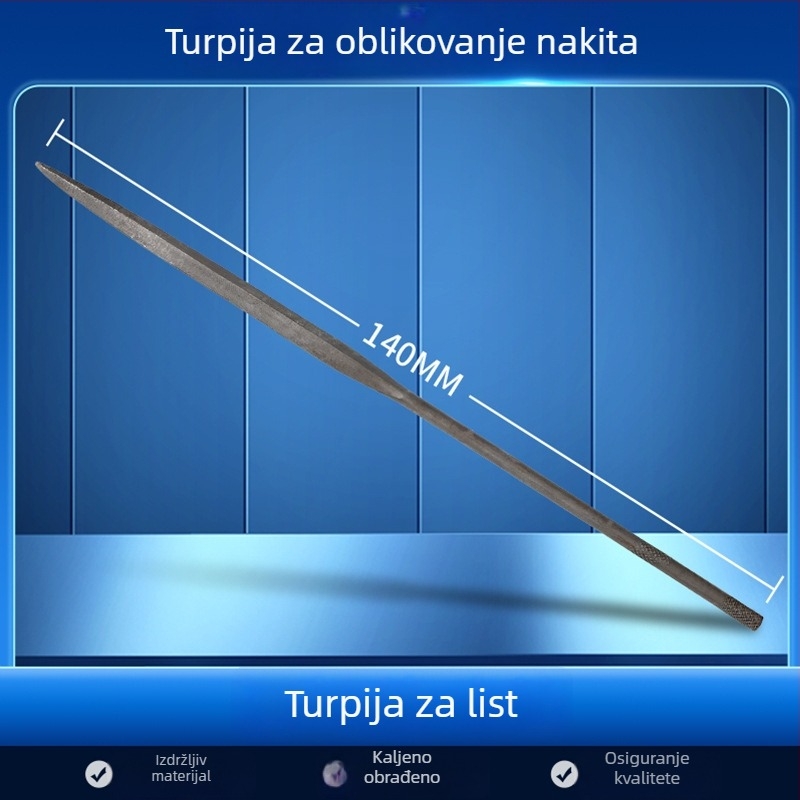 Set fajlova za oblikovanje nakita: trokutasti, polukružni, bambusov list i ravni fajlovi, duljina 200/140 mm, Pigeon brendirani alat za poliranje.
