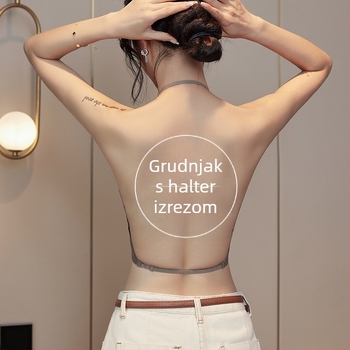 Halter grudnjak za mali bust, s punjenim čašicama, podesivim trakama, bez leđa, seksi dizajn