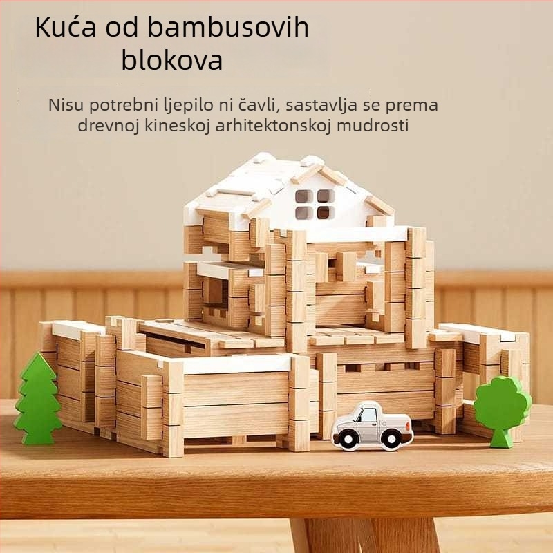 Drvene građevne kocke s mortise i tenon spojem za djecu, slaganje