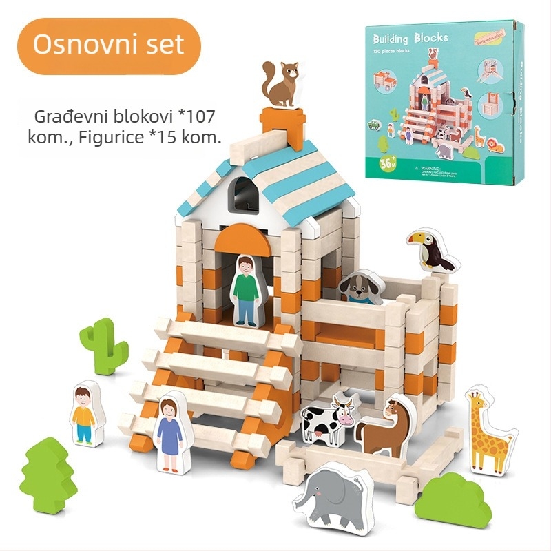 Drvene građevne kocke s mortise i tenon spojem za djecu, slaganje