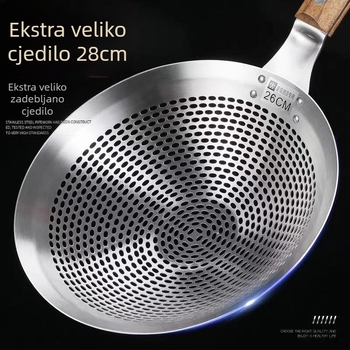 Veliko nehrđajuće čelično sito za kućnu upotrebu – pogodno za rezance i knedle, sito za prženje
