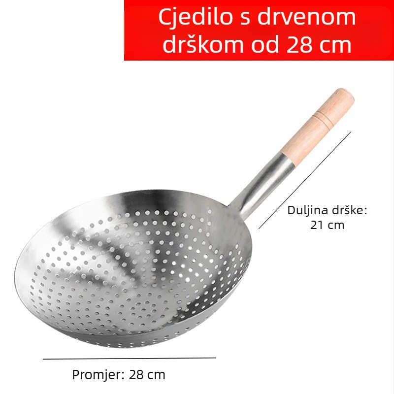 Veliko nehrđajuće čelično sito za kućnu upotrebu – pogodno za rezance i knedle, sito za prženje