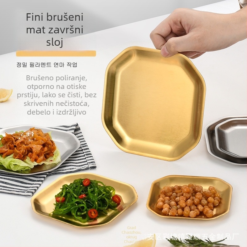304 nehrđajući čelik, osmerokutni i kvadratni tanjur za grickalice, korejskog stila za restorane; tanjur za kimchi, hladno jelo, tanjur za kosti