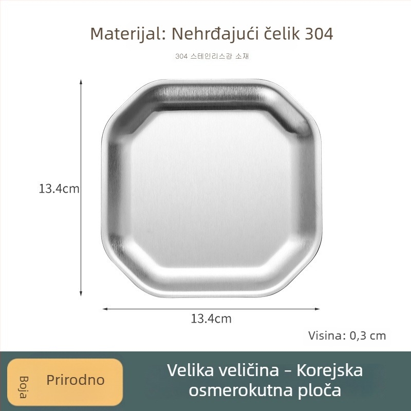 304 nehrđajući čelik, osmerokutni i kvadratni tanjur za grickalice, korejskog stila za restorane; tanjur za kimchi, hladno jelo, tanjur za kosti
