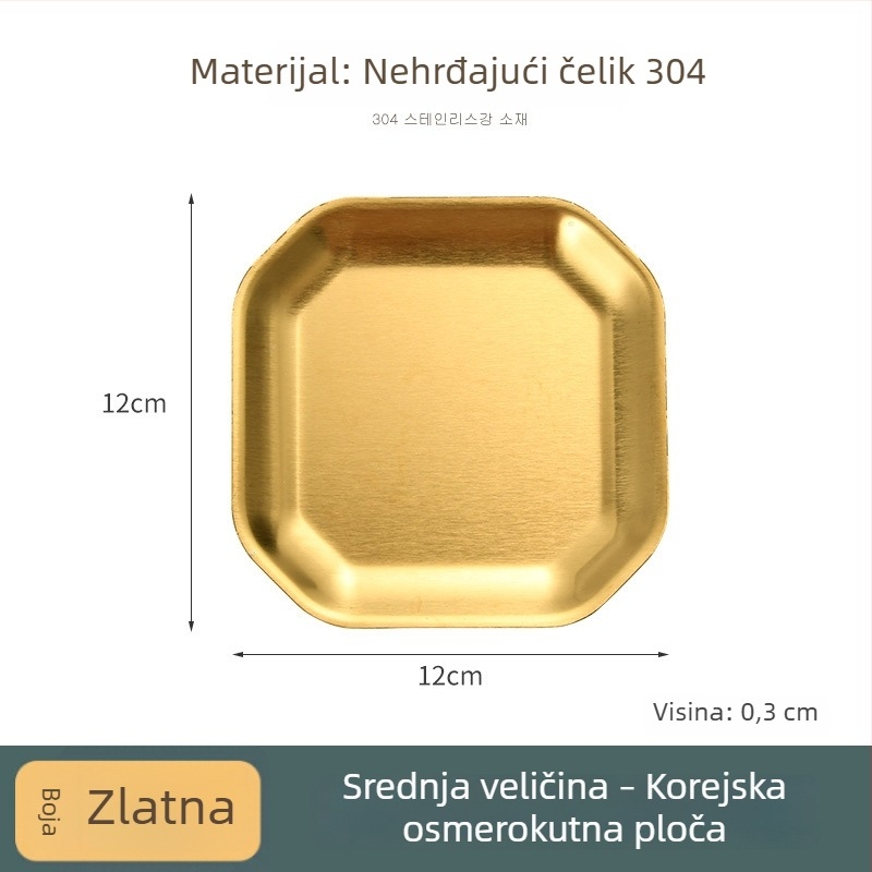 304 nehrđajući čelik, osmerokutni i kvadratni tanjur za grickalice, korejskog stila za restorane; tanjur za kimchi, hladno jelo, tanjur za kosti