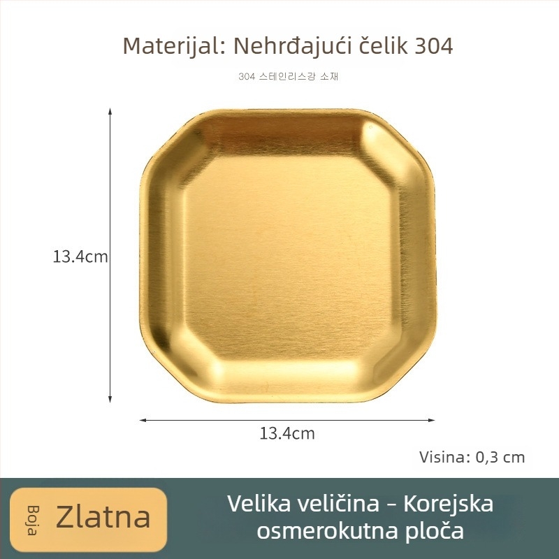 304 nehrđajući čelik, osmerokutni i kvadratni tanjur za grickalice, korejskog stila za restorane; tanjur za kimchi, hladno jelo, tanjur za kosti