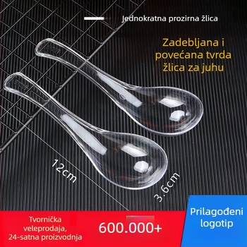 Beihe prozirna plastična jednokratna žlica za juhu, odvojeno pakirana, 9×3 cm, debela, za juhu, kašu i desert