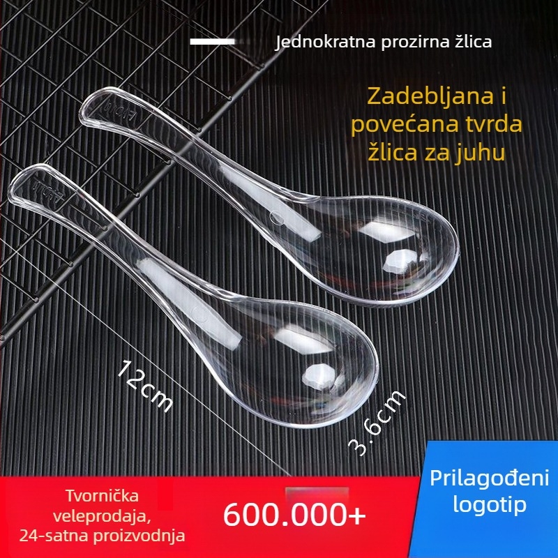 Beihe prozirna plastična jednokratna žlica za juhu, odvojeno pakirana, 9×3 cm, debela, za juhu, kašu i desert