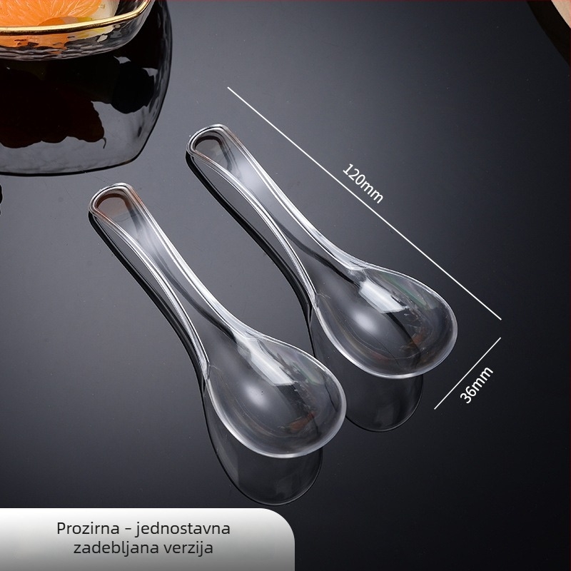 Beihe prozirna plastična jednokratna žlica za juhu, odvojeno pakirana, 9×3 cm, debela, za juhu, kašu i desert