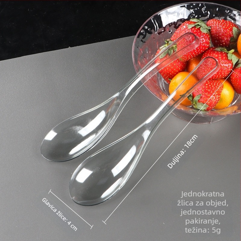 Beihe prozirna plastična jednokratna žlica za juhu, odvojeno pakirana, 9×3 cm, debela, za juhu, kašu i desert