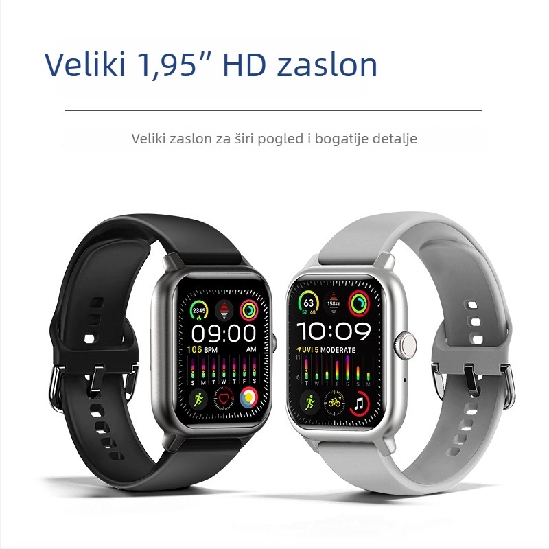Lenovo pametni sat 2025 – novi model, 1,95-inčni veliki zaslon, Bluetooth pozivi, praćenje otkucaja srca, sport i fitness