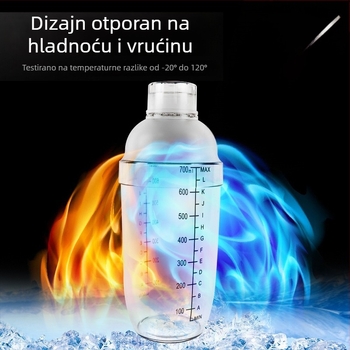 Qianghong PC shaker čaša s dvostrukom mjernom skalom, prozirna