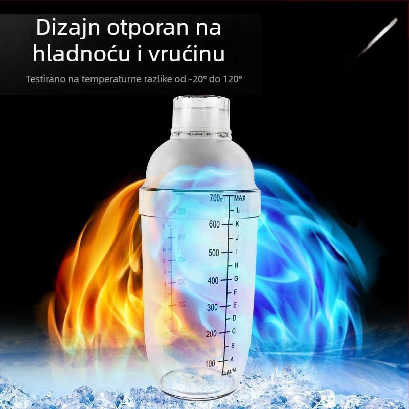 Qianghong PC shaker čaša s dvostrukom mjernom skalom, prozirna