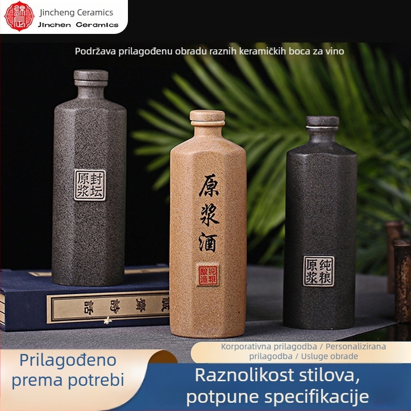Jingdezhen keramička boca za vino s matnom glazurom i graviranim logom, 0,5 kg