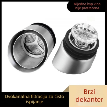 Poklopac dekantera od nehrđajućeg čelika 304 za vino, dozator u vodopadnom stilu i brtva boce