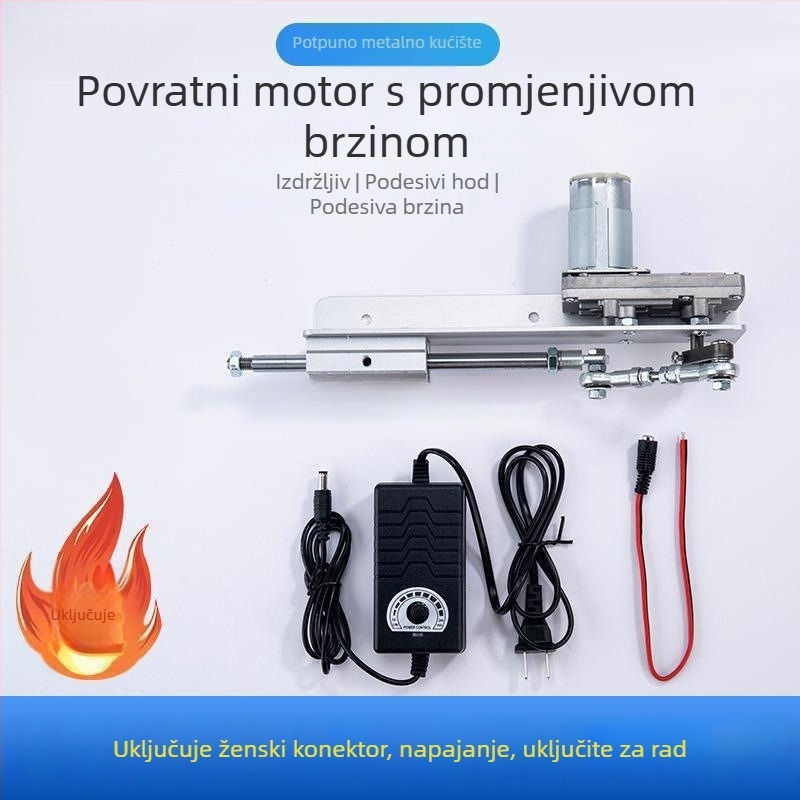 Linearan ponavljajući potisno- vučni štap s teleskopskim motorom i spojem na krivulju