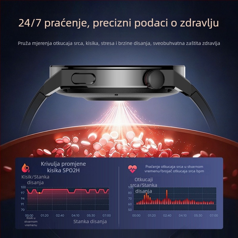 M12 višefunkcionalni Bluetooth pametni sat s praćenjem fitness i bežičnim pozivima, prilagodljiv dizajn