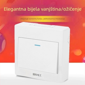 Ultra-tanki panel površinskog montaža s prekidačem i utičnicom, kutijom za kabel, za kućno zidno osvjetljenje