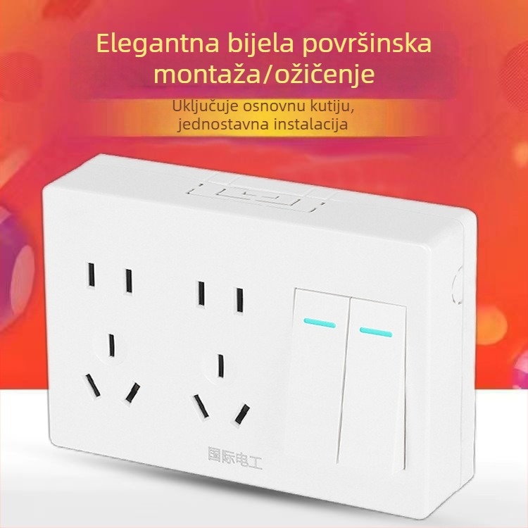 Ultra-tanki panel površinskog montaža s prekidačem i utičnicom, kutijom za kabel, za kućno zidno osvjetljenje
