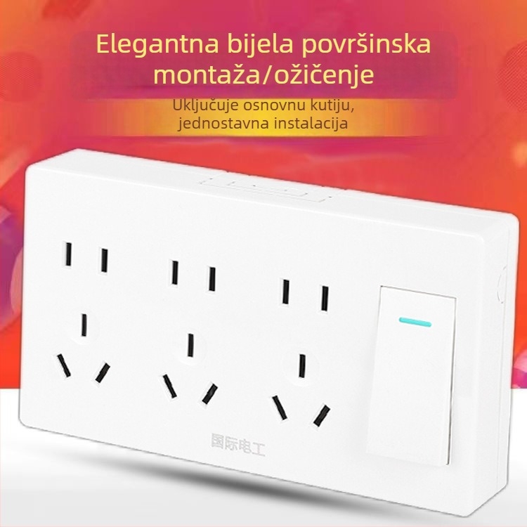 Ultra-tanki panel površinskog montaža s prekidačem i utičnicom, kutijom za kabel, za kućno zidno osvjetljenje