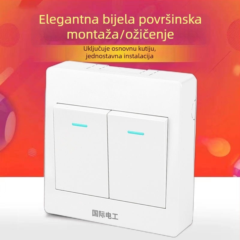 Ultra-tanki panel površinskog montaža s prekidačem i utičnicom, kutijom za kabel, za kućno zidno osvjetljenje