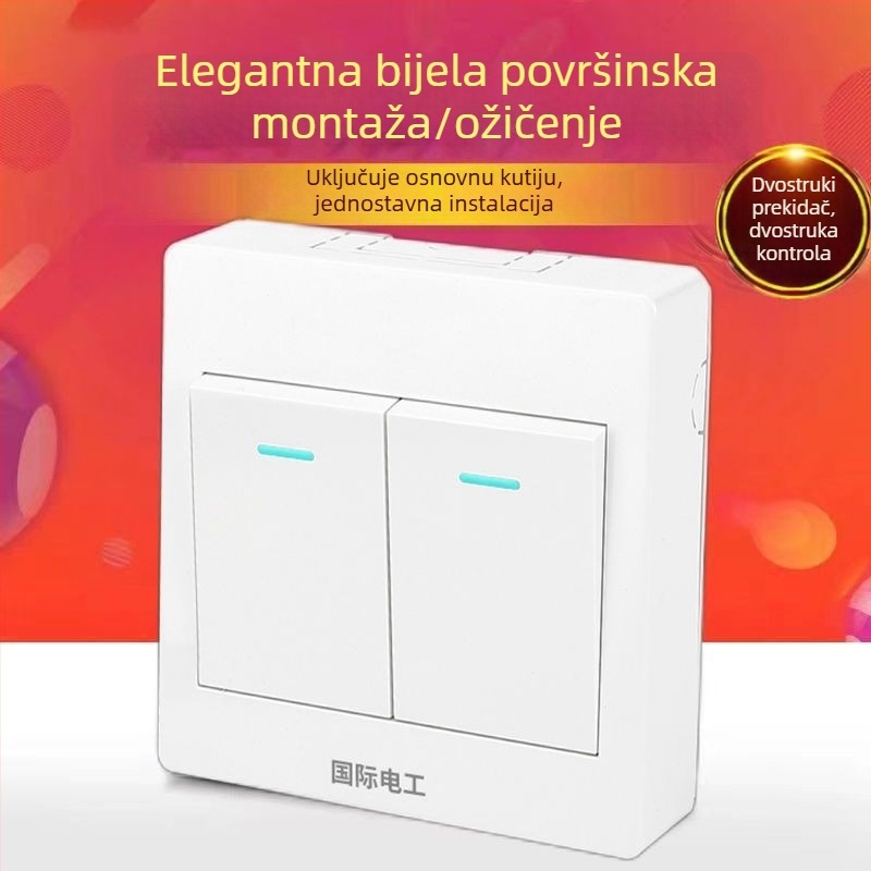 Ultra-tanki panel površinskog montaža s prekidačem i utičnicom, kutijom za kabel, za kućno zidno osvjetljenje